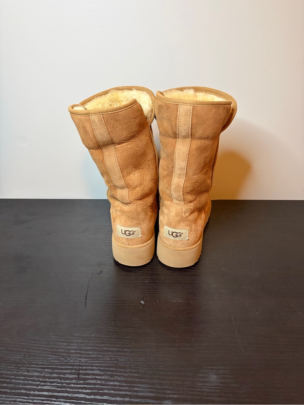 UGG Chestnut Suede Mid-Calf Shearling Boots - Picture 5 of 8